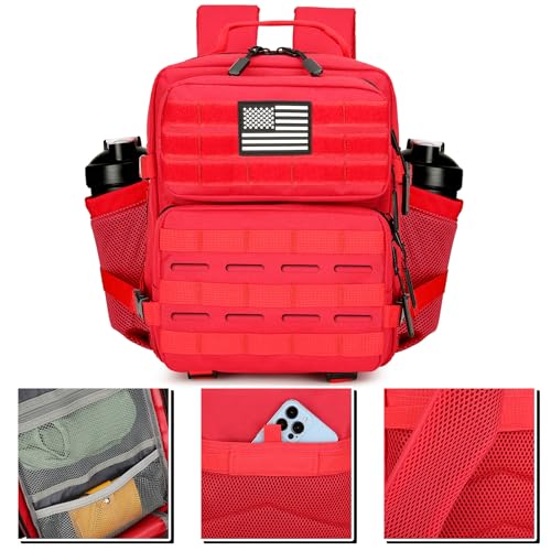 9L Mini Tactical Backpack for Men and Women Tactical Backpack Small for Hiking Small Tactical Bag Fitness Pack - color: Red