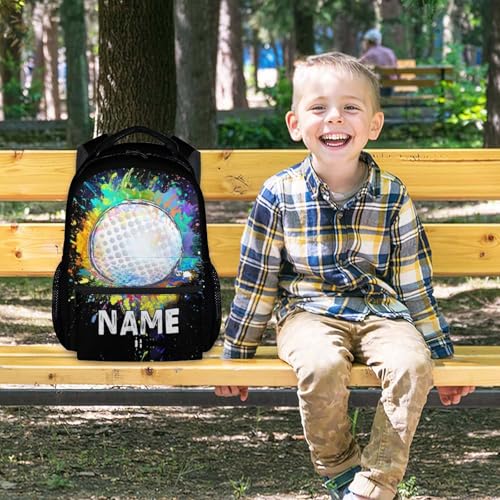 Kids Boys School Backpack Personalized Golf Backpacks Bookbag Back to School Supplies, 17 Inches Custom Name Cool Sport Back Pack for Travel Camping Casual (Black) - color: Color 7-1