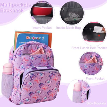 RHCPFOVR Kids Backpack for Girls - Girls Backpack 3-8 Ages Butterfly for Kids 15 Inch School Bookbag for Kindergarten Elementary School Bookbag for Girl 1st 2nd Grade - style: Butterflie