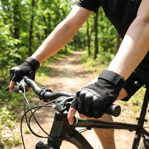 Fingerless Motorcycle Gloves for Men Women,Breathable TPU Protection,for Motorcycle Cycling ATV Riding Tactical Training Fitness Workout Black - size: X-Large