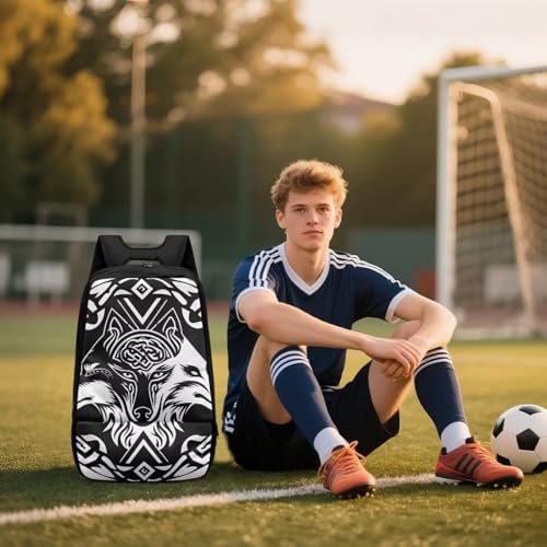 Basketball Backpack With Separate Ball Compartment And Shoes Fit Basketball Volleyball Football - color: Three-headed Wolf