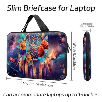 14 15 15.4 15.6 inch Laptop Handle Bag Computer Bag, Pouch Holder Notebook Sleeve Cover Soft Case Compatible for Dell,Lenovo,Toshiba HP, Asus Notebook-Glowing Dream Catcher - color: Glowing Dream Catcher