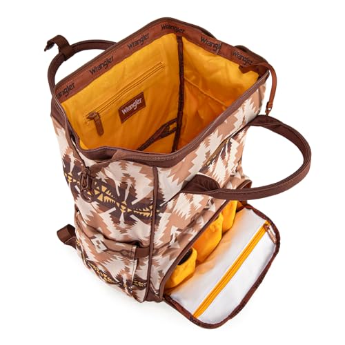 Montana West Wrangler Callie Diaper Bag Backpack with Stroller Straps Southwestern Multifunction Baby Travel Bag WG2210-9110TN - color: Aztec-beige