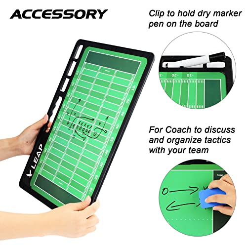 LEAP Coach Board Premium Tactical Clipboard Two Sides with Full & Half Court Dry Erase Marker Board for Basketball, Baseball, Soccer, Football, Hockey - color: Football