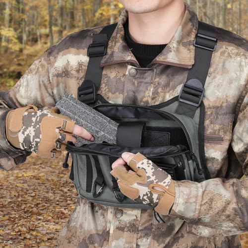 CVLIFE Outdoor Chest Bag for Men, Tactical Chest Pack, Adjustable Running Vest Bag, Lightweight Anti-theft EDC Rig for Hiking - color: Grey