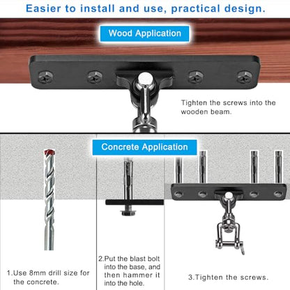 Dolibest Heavy Bag Hanger,Wall Ceiling Mount Hook 360° Rotation Wood Beam Holder Body Weight Strength Training Systems, Aerial Yoga Swing & Hammock, Resistance Band for Wooden Sets(600 LB Capacity) - color: Heavy Bag Hanger