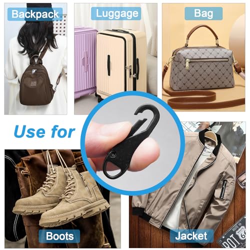 12 PCS Zipper Pull Replacement (Upgraded Metal Spring Design), Detachable Zipper Repair Tabs for Luggage, Backpacks, Jackets, Boots - 4 Colors (Black, Silver, Gold, Gray)