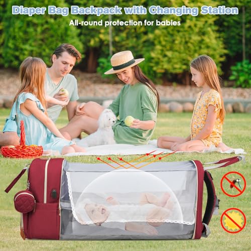 JSTPRO Diaper Bag Backpack, Large Diaper Bag with Changing Station, Baby Bag, New Mom Gifts, Lightweight Waterproof Unisex Diaper Bag with Insulated Pockets and USB Charging Port, Red - color: Red