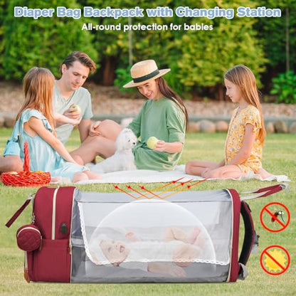 JSTPRO Diaper Bag Backpack, Large Diaper Bag with Changing Station, Baby Bag, New Mom Gifts, Lightweight Waterproof Unisex Diaper Bag with Insulated Pockets and USB Charging Port, Red - color: Red