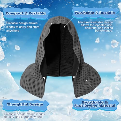 Honoson 20 Pcs12x25 Inch Cooling Hoodie Towel Bulk for Neck and Face 40x12 Inch Quick Dry Sweat Towels Instant Ice Cold Towel for Hot Weather Run Yoga Gym(Light Gray,Dark Gray) - color: Light Gray,dark Gray