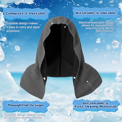 Honoson 20 Pcs12x25 Inch Cooling Hoodie Towel Bulk for Neck and Face 40x12 Inch Quick Dry Sweat Towels Instant Ice Cold Towel for Hot Weather Run Yoga Gym(Light Gray,Dark Gray) - color: Light Gray,dark Gray