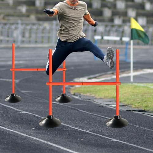 TNZMART 3.3 FT Agility Poles Adjustable Hurdles for Soccer Football Speed Training Equipment Track and Field - color: Orange, style: 3 groups