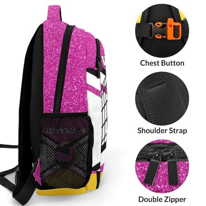 Rose Purple Gold Volleyball Print Shoulders Bag Backpacks Casual Daypacks for Women Men Sports Party - color: Muilti 18