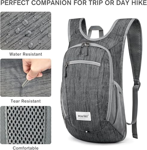 G4Free 10L/15L Hiking Backpack Lightweight Packable Hiking Daypack Small Travel Outdoor Foldable Shoulder Bag - color: Black, size: 10L