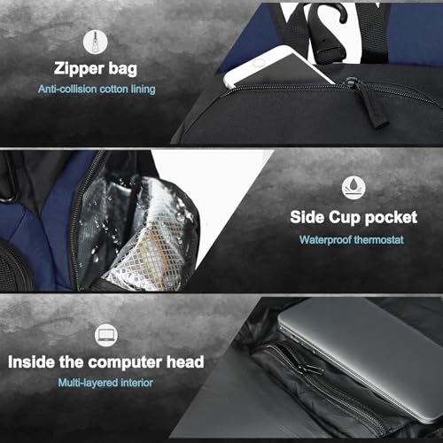 LARIPOP Basketball Backpack with Ball & Ventilated Shoe Compartment Insulated Pockets for Men Training - color: blue