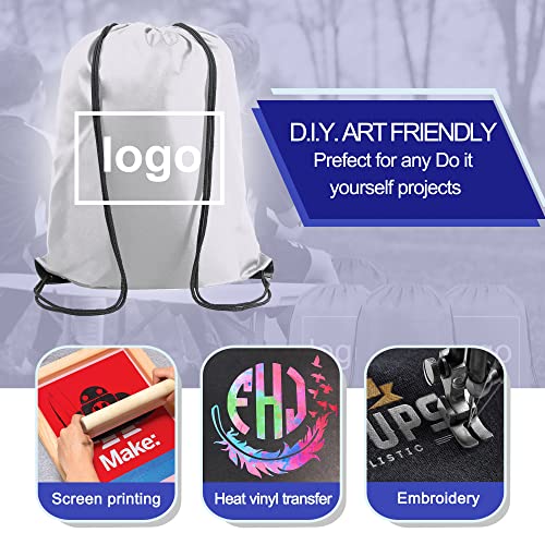 BeeGreen White Drawstring Backpack Bags Bulk 2 Pack String Bags X-Large 22.4" L x 17.5" W Sports Cinch Sackpack Gym Machine Washable Heavy Duty for Men Women - color: White