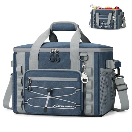 Maelstrom Soft Sided Cooler Bag, 30/40 Can Collapsible Insulated Ice Chest, Large Leakproof Portable Storage for Camping, Travel, Kayaking & Beach - color: 3.Blue, size: 40 Can