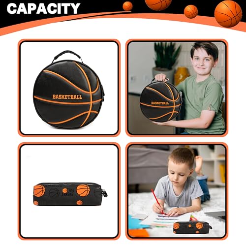 Boys' School Backpack with Lunch Box and Pencil Case - Ideal for Teens and Middle School Students, Black Basketball - color: 08 Basketball