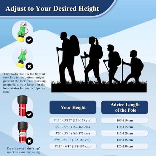 TheFitLife Nordic Walking Trekking Poles - 2 Sticks with Anti-Shock and Quick Lock System, Telescopic, Collapsible, Ultralight for Hiking, Camping, Mountaining, Backpacking, Walking, Trekking - color: Red