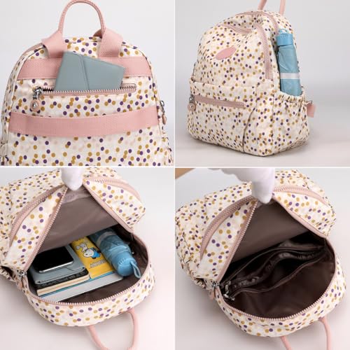 Tanweibago Mini Nylon Women Backpacks,11L Small Ladies backpacks Casual Lightweight Women Shopping Travel Daypack (A-Black White) - color: A-black White