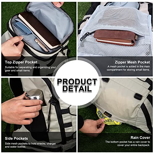 MOUNTAINTOP Hiking Backpack 35L Travel Backpack Lightweight Daypack for Men&Women Outdoor Camping - color: 6413-creamy White