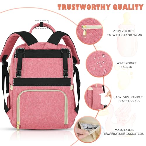 Tenot Baby Diaper Bag Backpack, Travel Diaper Bags for Babys Girl Boy Large Capacity Baby Bag Backpack for Women Pink - color: Pink