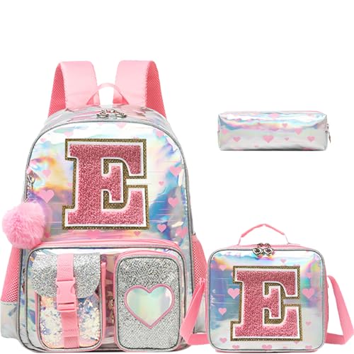 HTgroce Cute Backpacks for Girls School Backpack for Kids Backpacks for Elementary Primary School Bags for Girls Bookbags, Pink E Letter Backpack - color: Pink, style: E