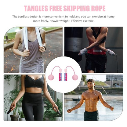 Cordless Weighted Jump Rope for Fitness, Mute Tangle-free Ropeless Skipping Rope with Large Ball, Indoor Workout Exercise Equipment for Men and Women