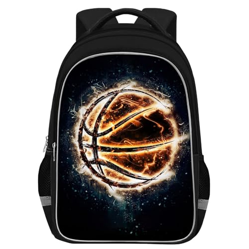 TILYTADLY School Backpack for Boys - Basketball Boys Backpack for Kids Children Teens Elementary Middle School - Students Bag for Ages 6-18,17″Bookbag Multifunctional Large Capacity - color: Basketball-05-backpack Only