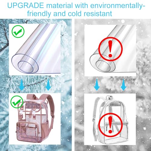 17" Clear Backpack for Girls, School Kids Transparent Bookbag Set, 3Pcs Stadium Approved See Through Backpack with Lunch Box (Pink) - color: Pink Bow