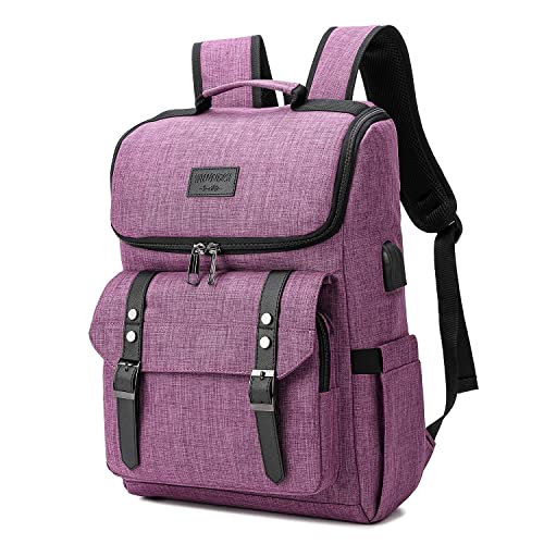 YALUNDISI Vintage Backpack Travel Laptop Backpack with usb Charging Port for Women & Men College Backpack Fits 15.6 Inch Laptop Purple - color: Purple