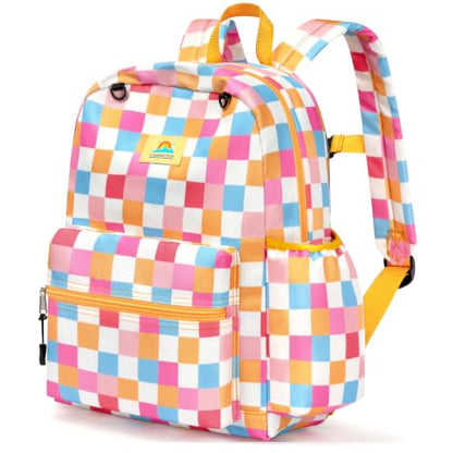 STEAMEDBUN Kids Backpack for Boys Girls 5-8, 15inch Girls Boys Backpacks Kindergarten - color: Lively Checkerboard, size: SMALL-15"H(fit folder)