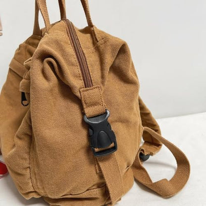 Canvas Backpack Purse for Women Large Size Tote Top Handle Bag Fashion Handbag Travel Rucksack Anti Theft (Red) - color: Red
