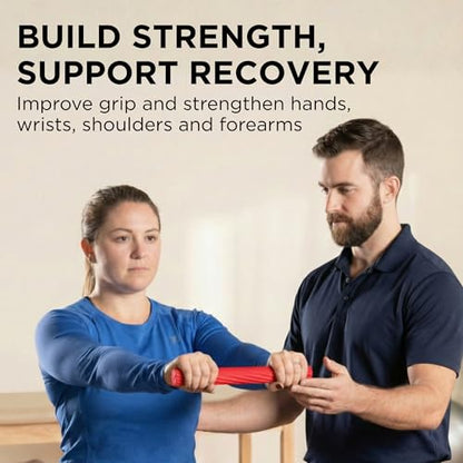 THERABAND FlexBar Resistance Bar, Light, Red Flex Therapy Bar for Physical Therapy, Wrist & Forearm Exercise Equipment, Non Slip Grip, Compact Design - color: Red - Light, style: Original