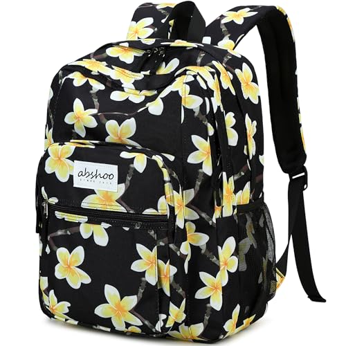 abshoo Classical Basic Floral Womens School Backpack For College Teen Girls Water Resistant Bookbag (Floral Black D) - color: Floral Black D, size: 16.5 Inc