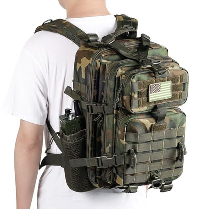 Hannibal Tactical 30L MOLLE Assault Pack, Tactical Backpack Military Army Camping Rucksack with Bottle Holder, 3-Day Pack, US Woodland - color: Us Woodland, size: 30L