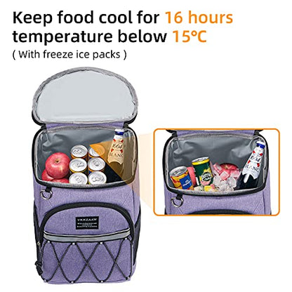 Backpack Cooler Backpack 26 Cans Insulated Leak Proof for Women Men Beach Camping Picnic Fishing Hiking Lunch Backpack Waterproof Cooler - color: Purple, size: Medium
