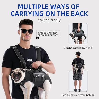 Wakytu Dog Backpack Carrier for Dogs,Dog Lift Harness,Adjustable Padded Breathable Straps for Dogs, Disabled, Joint Injuries, Arthritis,S - size: S（4.5-7.5lbs）