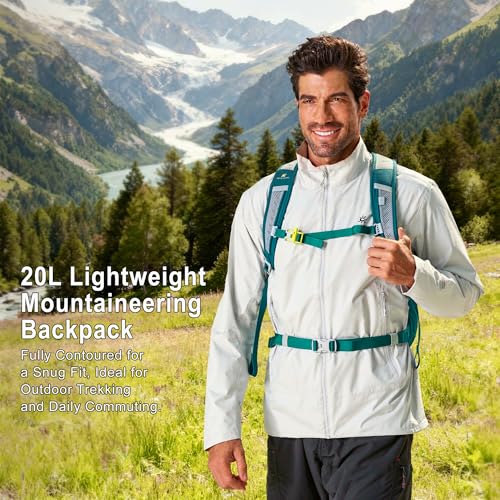 N NEVO RHINO 20L Hiking Internal Frame Backpack for Men Women, Small Travel Backpack Waterproof Backpack with Rain Cover - color: Dark Green