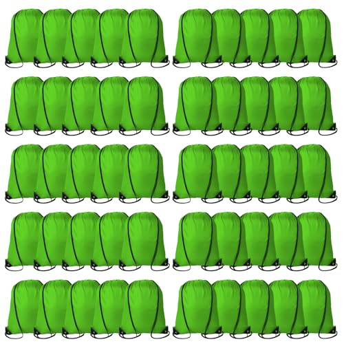60 Pieces Drawstring Backpack Bags Sports Sackpack Bulk Cinch Gym Bag for Women Men Outdoor Sports Backpack for St. Patrick's Day Gift (Green) - color: Green