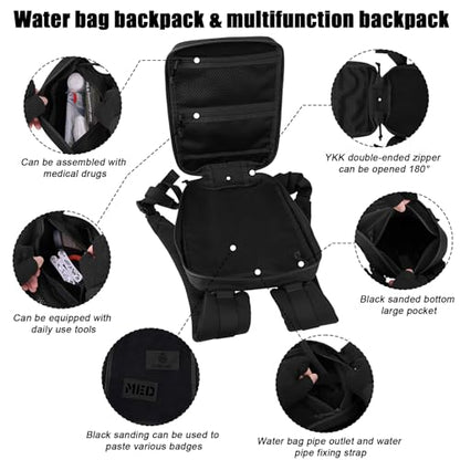 PETAC GEAR Tactical Molle Hydration Pack for 1.5L - Lightweight Water Reservoir Bag for Molle Vest Backpack, for Hiking, Hunting - style: Bk Without Bladder