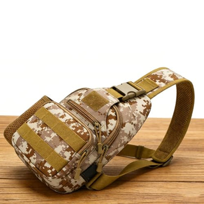 RiToEasysports Sling Backpack, Multifunctional Chest Shoulder Sling Bag Outdoor Pack Adjustable Breathable Strap for Fishing Hiking Cycling (Desert)