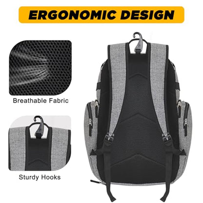 Goloni Basketball Backpack,Large Sports Bag with Ball Compartment & Shoe Compartment, Best for Basketball, Soccer - color: Grey