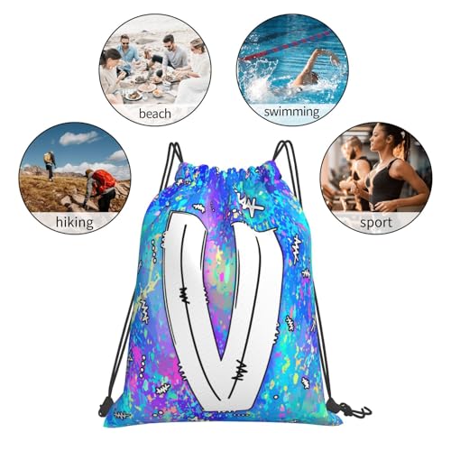 Drawstring Backpack Bag Sport Gym Sackpack Initial Blue Draw String Cinch Bags Bulk String Backpack Storage Bag for Women Men Letters V - color: Letters V