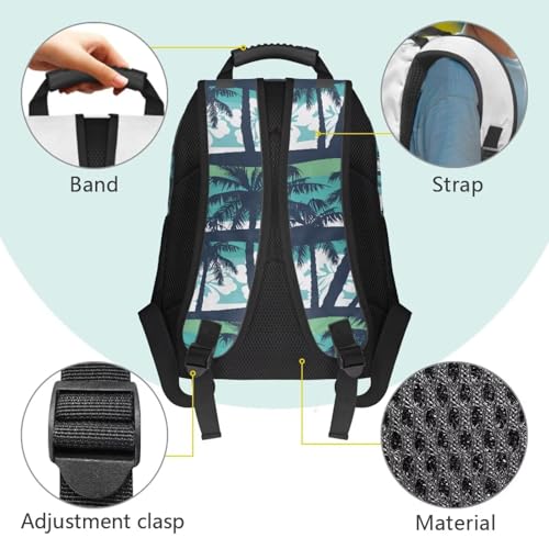 Island Coconut Flower Print Lightweight Laptop Backpack for Daily Use - School Bagpack with Two Side Water Bottle Pockets, Adjustable Shoulder Straps and Breathable Back(17.3x12.2x5.9in) - color: Island Coconut Flower Print