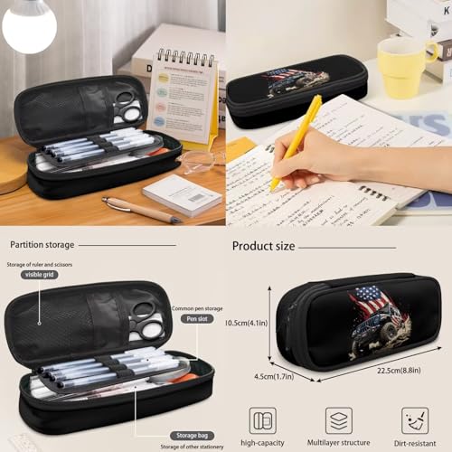 3PCS Backpack USA Flag Car 3 In 1 Bookbag Set with Lunch Box Pencil Case 17 Inch Travel Laptop Daypacks for Middle High School Students - color: Usa Flag Car
