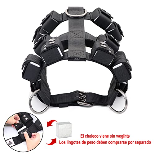 Dog Harness for Small Medium Large Dogs No Pull, Dog Weighted Vest, Tactical Dog Harness for Pit Bulls with Pockets (Adjustable Weight) - Weight Loss, Exercise, Walking, Muscle - size: Size M/Dog's Waist 26.5"-32.5"