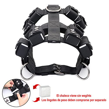 Dog Harness for Small Medium Large Dogs No Pull, Dog Weighted Vest, Tactical Dog Harness for Pit Bulls with Pockets (Adjustable Weight) - Weight Loss, Exercise, Walking, Muscle - size: Size M/Dog's Waist 26.5"-32.5"
