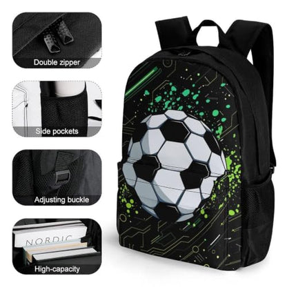Football Backpack, Durable Polyester Daypack with Laptop Compartment, Reinforced Bottom, Adjustable Shoulder Straps And Multi Pockets for Travel And Daily Use - color: Football