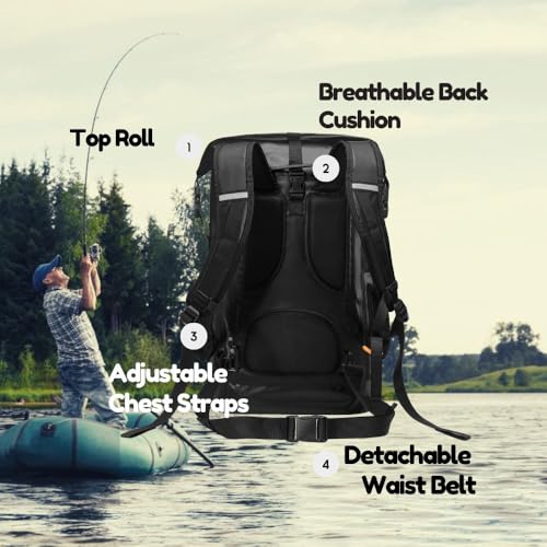 Waterproof Roll Top Kayak Dry Backpack, Floating Outdoor Dry Sack Boating Sailing Canoeing Rafting Fishing Camping 35L Black - color: Black, size: 35L